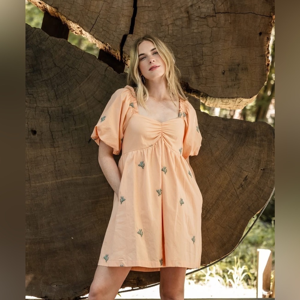 Altar’d state mini poof sleeve cactus western dress small